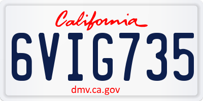 CA license plate 6VIG735