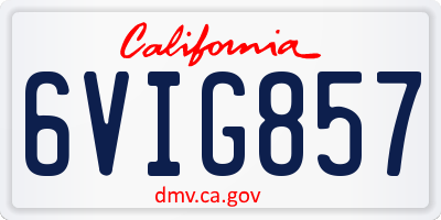 CA license plate 6VIG857