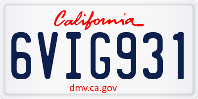 CA license plate 6VIG931