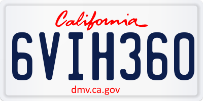 CA license plate 6VIH360
