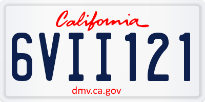 CA license plate 6VII121