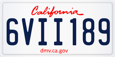 CA license plate 6VII189