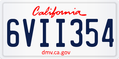 CA license plate 6VII354