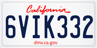 CA license plate 6VIK332