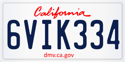CA license plate 6VIK334