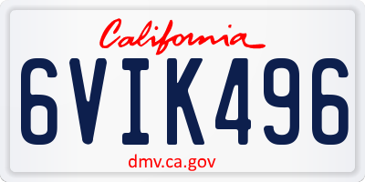 CA license plate 6VIK496