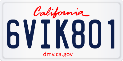 CA license plate 6VIK801