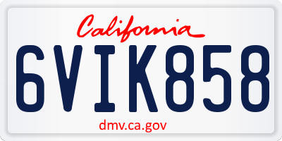 CA license plate 6VIK858