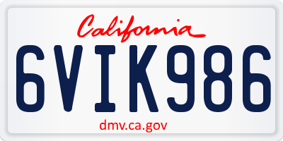 CA license plate 6VIK986