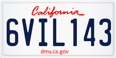CA license plate 6VIL143