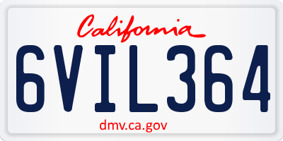 CA license plate 6VIL364