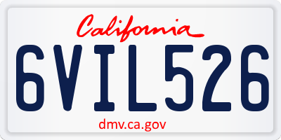 CA license plate 6VIL526