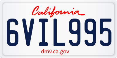 CA license plate 6VIL995