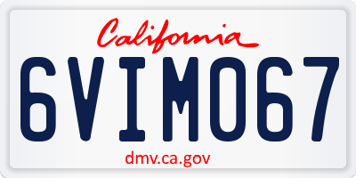 CA license plate 6VIM067