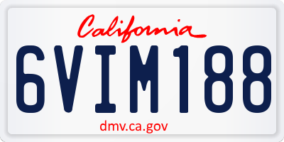 CA license plate 6VIM188