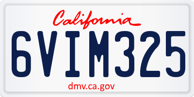 CA license plate 6VIM325