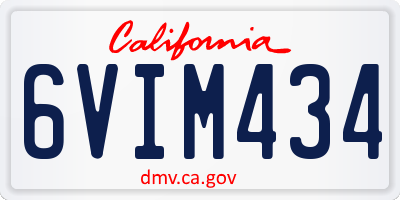 CA license plate 6VIM434