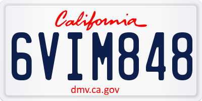 CA license plate 6VIM848