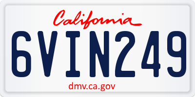 CA license plate 6VIN249