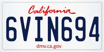 CA license plate 6VIN694