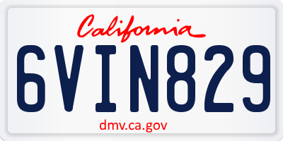CA license plate 6VIN829