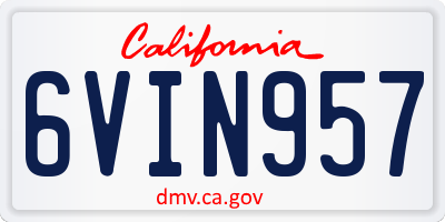 CA license plate 6VIN957