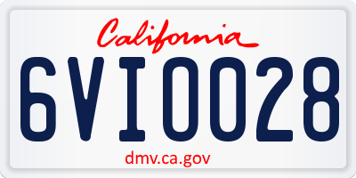 CA license plate 6VIO028