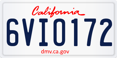 CA license plate 6VIO172