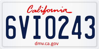 CA license plate 6VIO243
