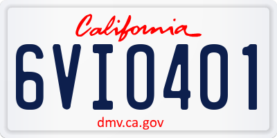 CA license plate 6VIO401