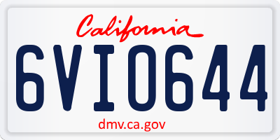 CA license plate 6VIO644