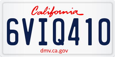 CA license plate 6VIQ410