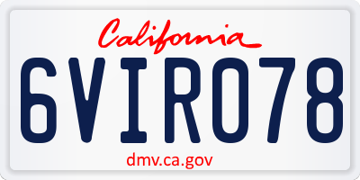 CA license plate 6VIR078