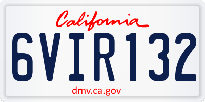 CA license plate 6VIR132