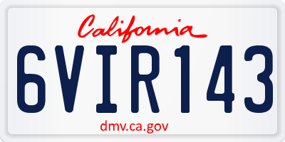 CA license plate 6VIR143