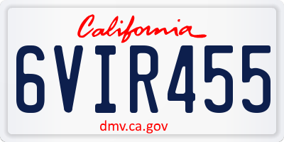 CA license plate 6VIR455