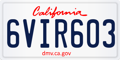 CA license plate 6VIR603