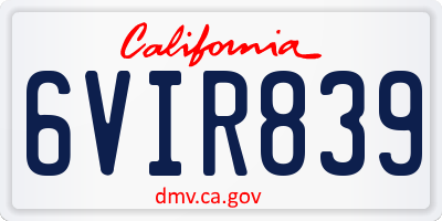 CA license plate 6VIR839