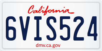 CA license plate 6VIS524