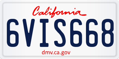 CA license plate 6VIS668