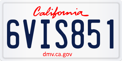 CA license plate 6VIS851