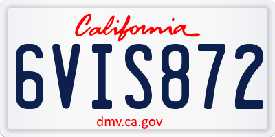 CA license plate 6VIS872