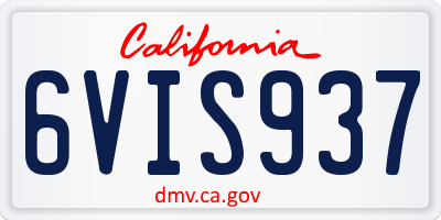 CA license plate 6VIS937