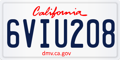 CA license plate 6VIU208