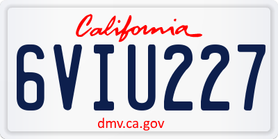 CA license plate 6VIU227