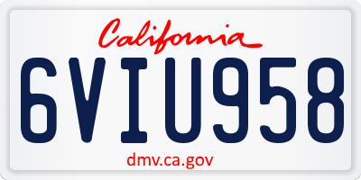 CA license plate 6VIU958