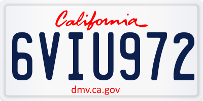 CA license plate 6VIU972