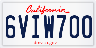 CA license plate 6VIW700