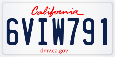 CA license plate 6VIW791