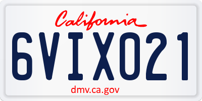 CA license plate 6VIX021